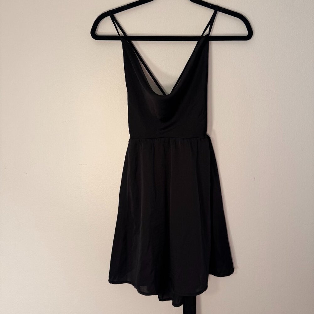 Free People Intimately Black Satin Mini Dress (XS)